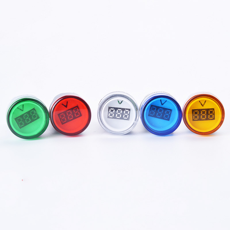 22MM digital AC Voltmeter 60-500V red green yellow blue voltage meter AD16 Digital display Indicator lamp, Mini Single Led Light