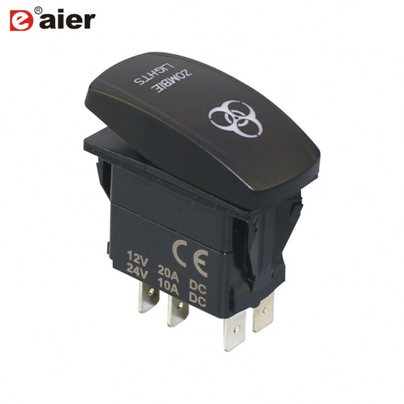 Single Pole 5PIN Large Rocker Switch With Dual LED