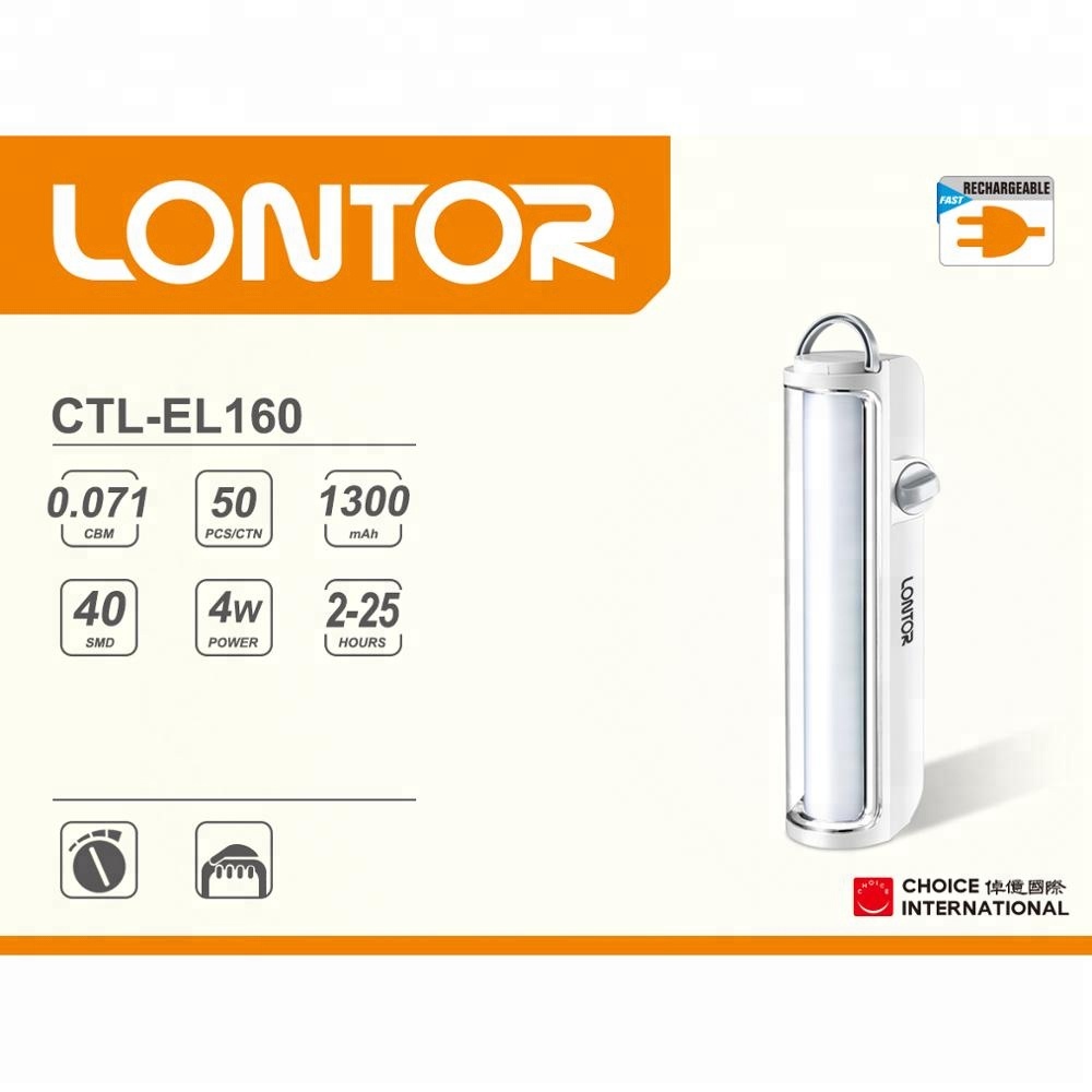 LONTOR brand hot sale rechargeable LED emergency light     CTL-EL160