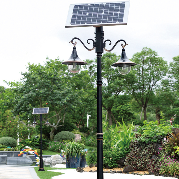 europe style two bulbs solar power green energy 30W outdoor led street light pole solar motion sensor light road