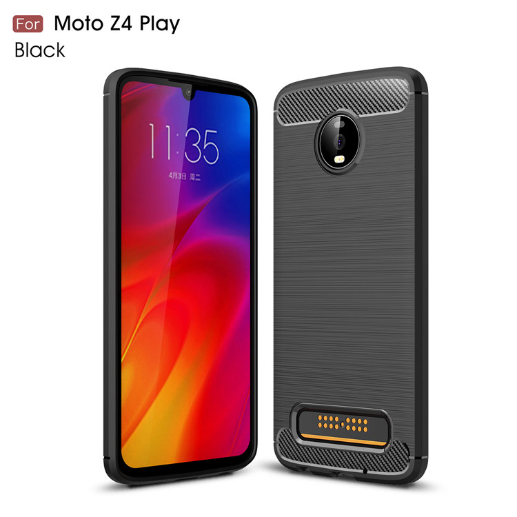 New Arrival Shockproof Carbon Fiber Case Cover for Motorola moto Z4 Play TPU+PC case