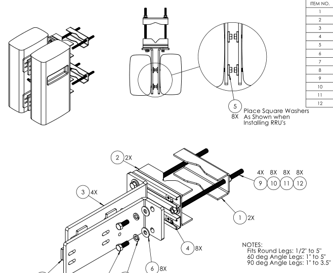 UNIVERSAL RRU Mounting Bracket of tower accessories