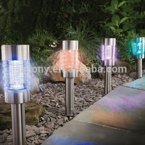 Stainless Steel Driveway Marker Post Lights Nickel Solar Powered LED Garden Path Stake Bollard Lighting (JL-8574)