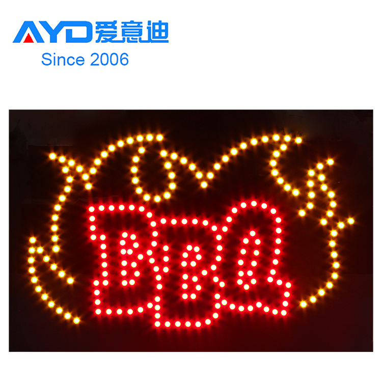 Hidly 16*24 Inch BBQ LED Open Sign, Animation Customized Indoor Advertising Acrylic LED Display Board