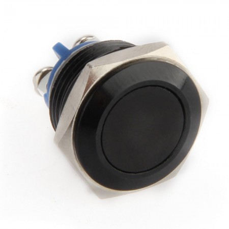 Metal Circle Latching Push Button Momentary Horn Switch Car Black 12V 16mm