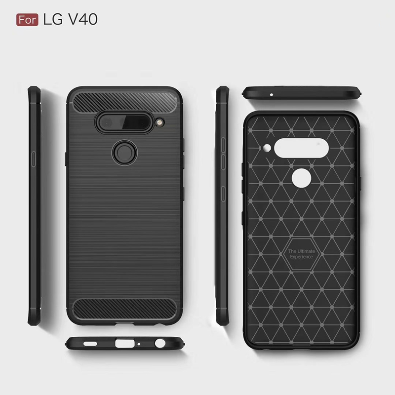 New Arrival Carbon Fiber Tpu case For LG V40 brushed tpu soft cover