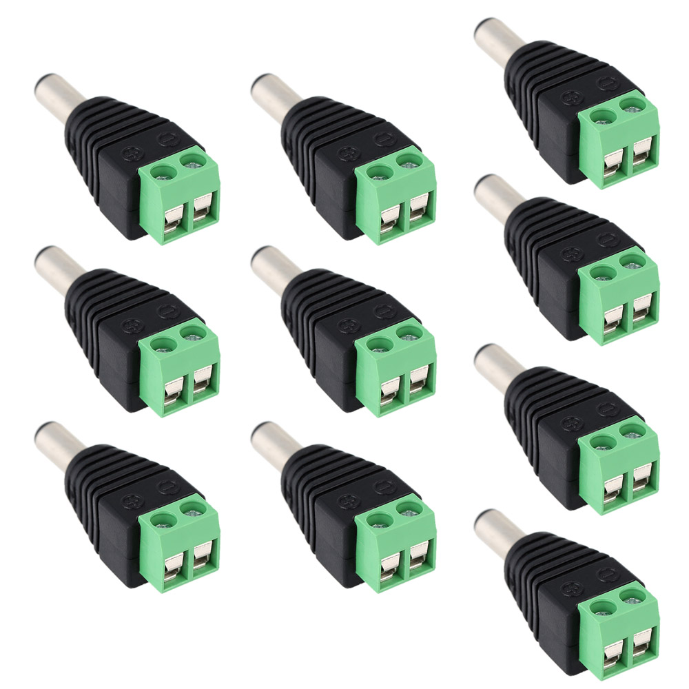 10pcs/pack DC Male to AV Screw Terminal Block Connector kit for Power Adapter/CCTV Accessories Tool