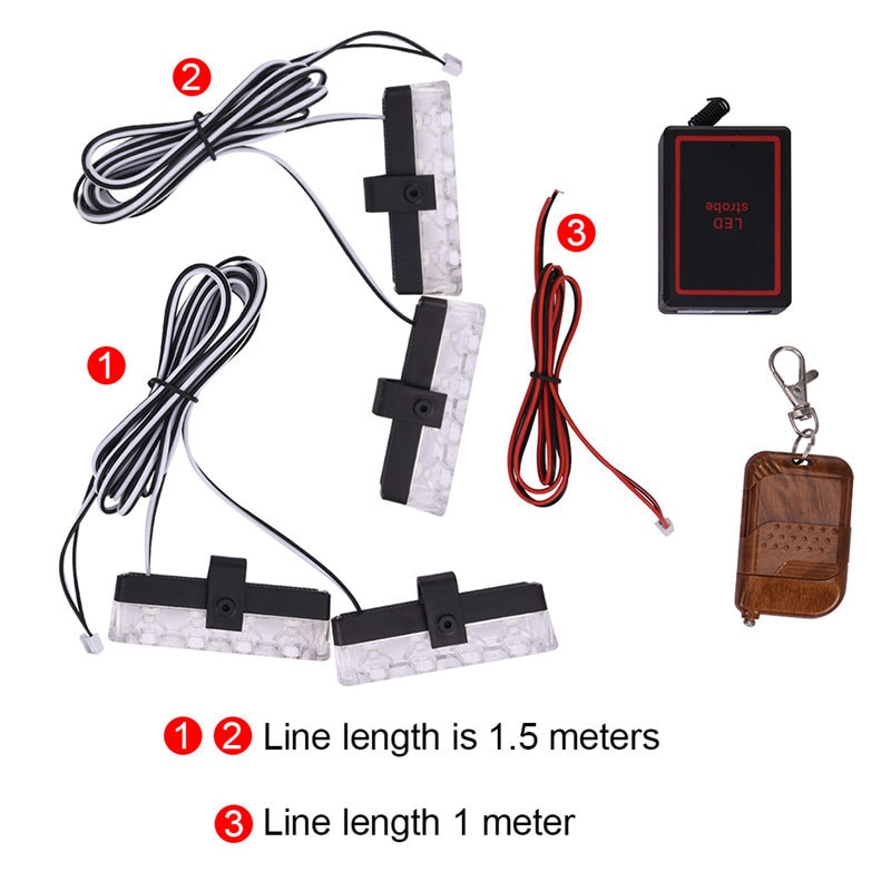 4x4 LED DRL Wireless Remote Police Stroboscope Automobile 12v 16w LED Car Flasher Warning Light Day Lights For Car Waterproof St