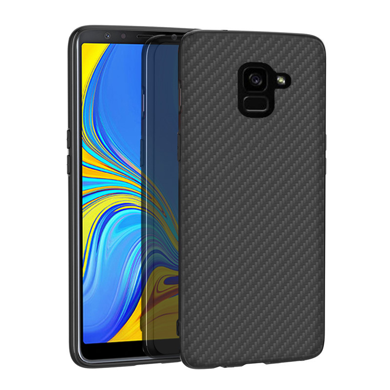 Matte Finish Carbon Fiber Textured Light Thin Shock Absorbing Bumper Skin Back cover hard case For Samsung galaxy A7 2018