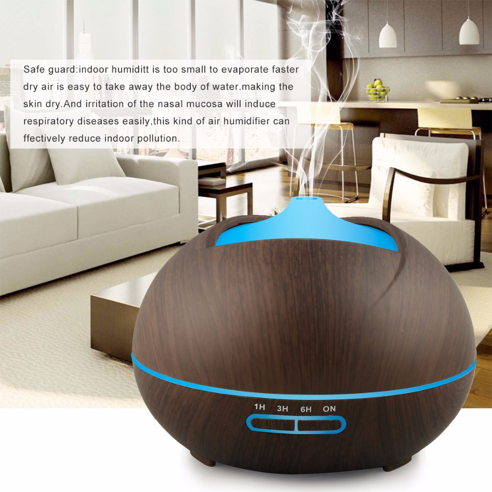 Essential Oil Diffuser 300ml home Cool Mist Humidifier Ultrasonic Aroma Diffuser Waterless Auto Off Wood Grain Brightness