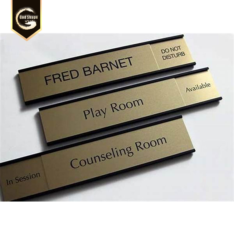 Custom silver stainless steel metal meeting conference room sign nameplate