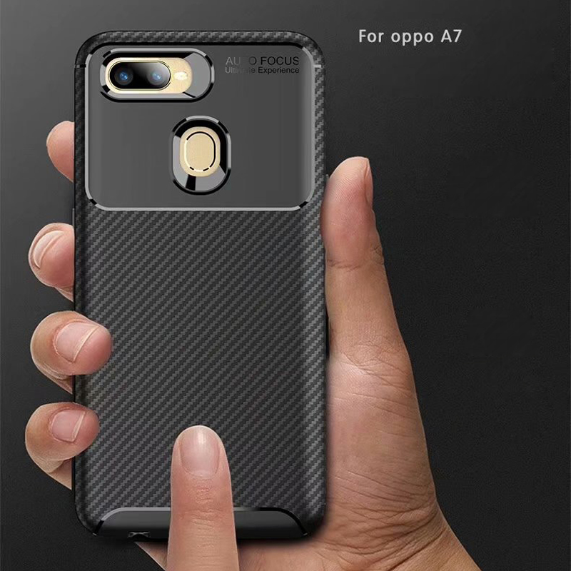 Carbon Fiber 360 Protective phone case For OPP O A7 TPU Silicone back cover case