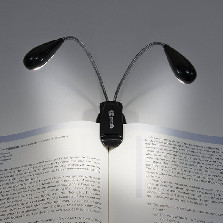 8 LED Book Reading Table Light Lamp Bright Dual Flexible Adjustable Double Goosenecks Clip-on Arm Study Music Desk Light