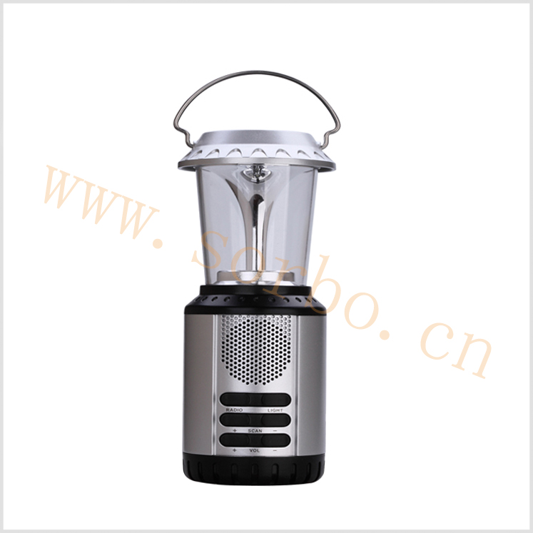 High Quality Solar Powered Camping Lantern Hand Crank LED Flashlight With FM AM Radio and Phone Charger