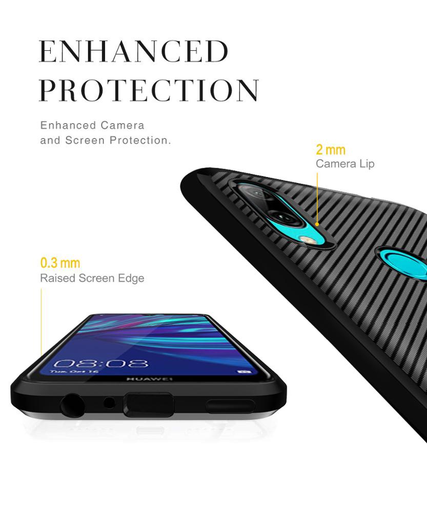 2019 New arrival Silicone carbon fiber phone case for Huawei Y7 2019 back cover
