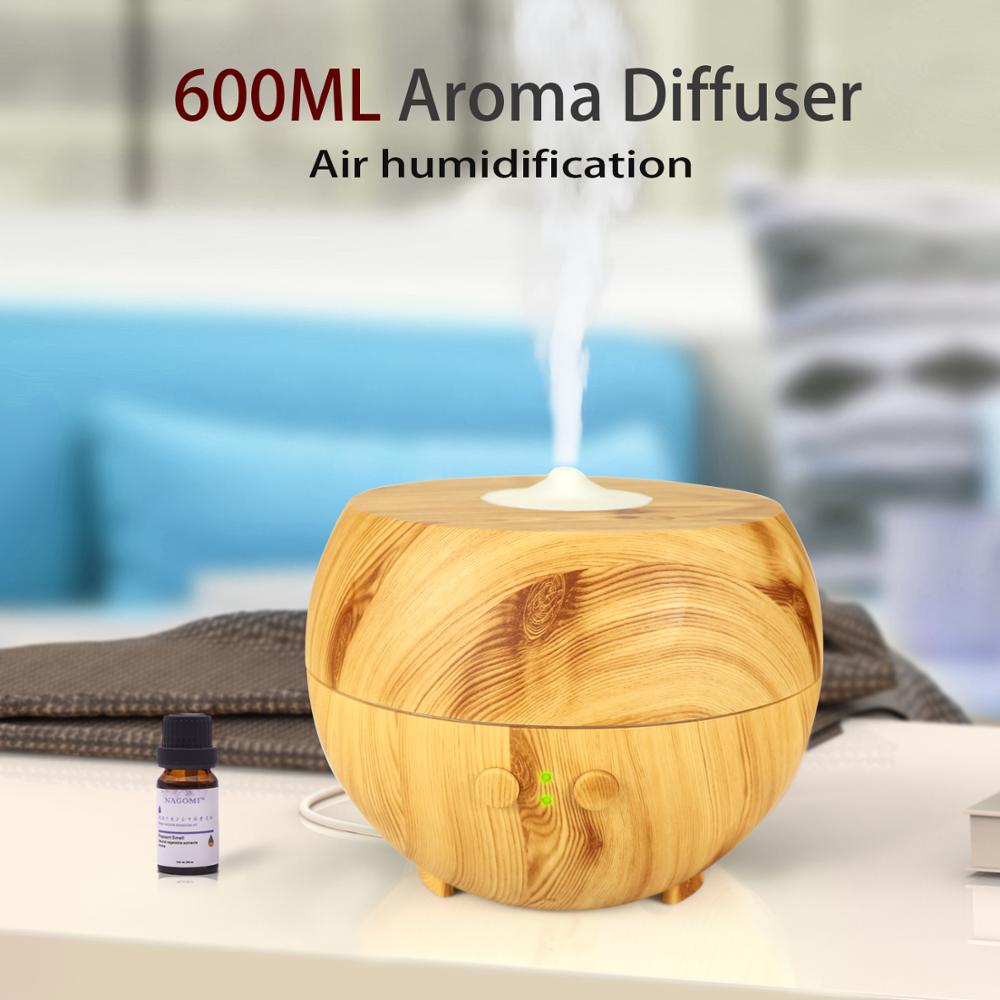 2019 Hot 600ml Air Aroma Essential Oil Diffuser LED Ultrasonic Aroma Aromatherapy Humidifier For Office