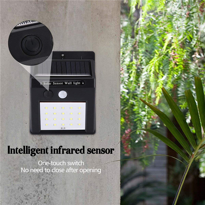 Goldmore 20leds garden security night light waterproof IPX5 solar powered wall sensor light