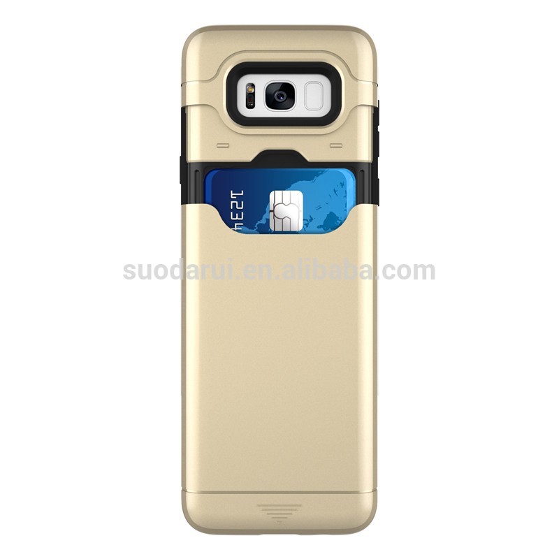 downward slide out Put in 2 Card Slot Phone Case for S8 S8 plus Card Slot Holder Dual Layer 2 in 1 TPU+PC Case For Galaxy S8