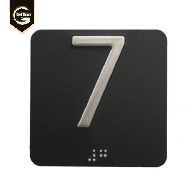 GS Custom Sign High quality engraving caoting metal plate braille and tactile sign wall mounted elevator signage