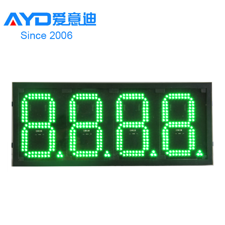 16 Inch Wholesale LED Gas Price Signs 7 Segment IP65 Outdoor Use Green LED Gas Digit Display Board