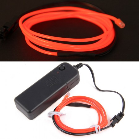 1M 3FT Red Neon LED Light Glow EL Wire String Strip Rope Tube Car Dance