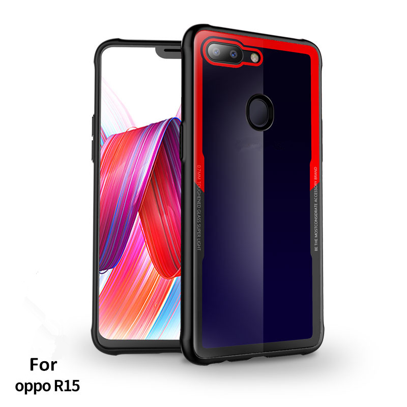 2019 Newest shockproof tpu frame tempered glass back cover mobile phone case For OPPO R15
