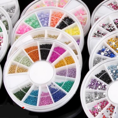 20 Wheel Assorted Nail Art Phone DIY Glitter Rhinestone