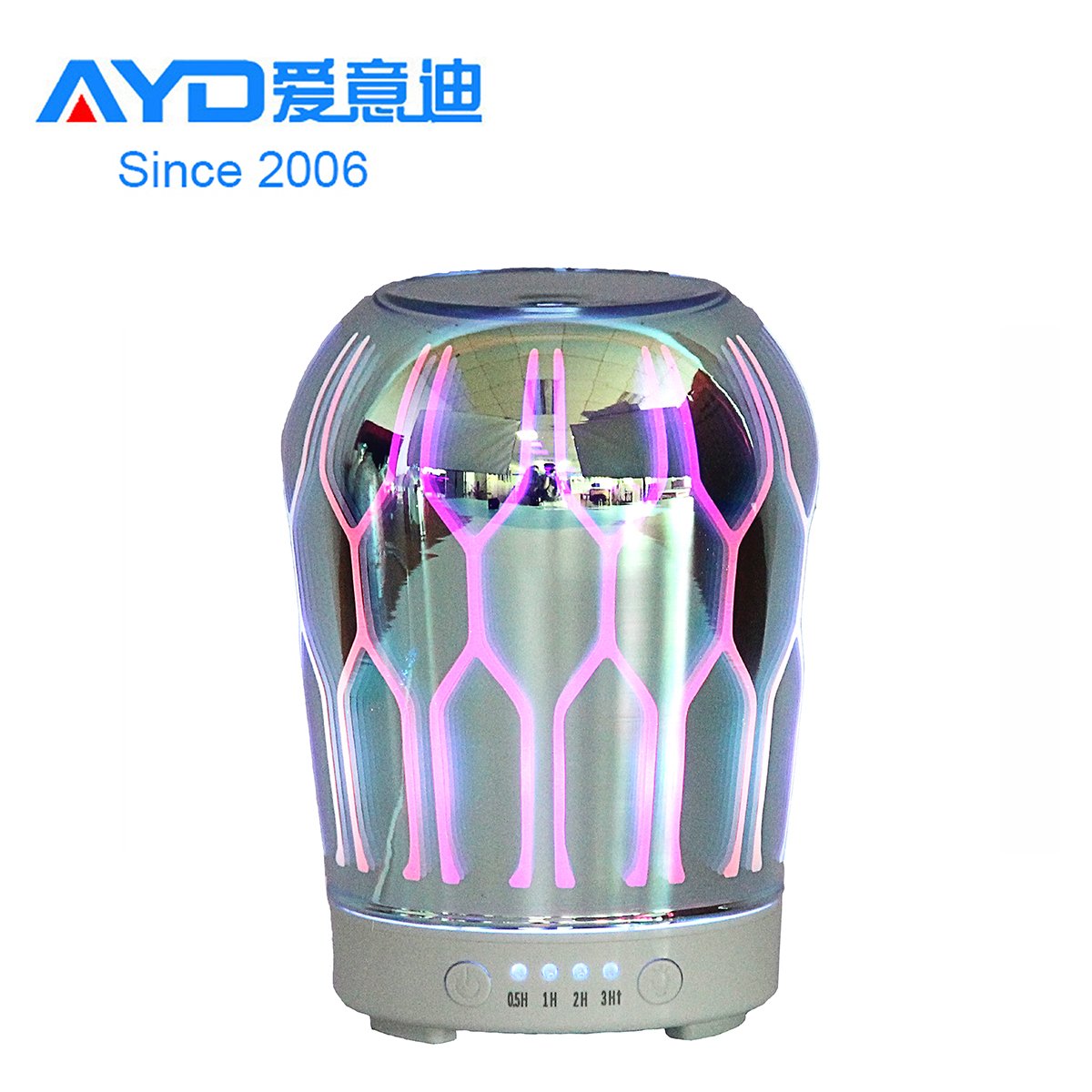 100ML 3D Glass Essential Oil aroma ultrasonic diffuser, Cool Mist Home Humidifier with Auto Shut off when No Water