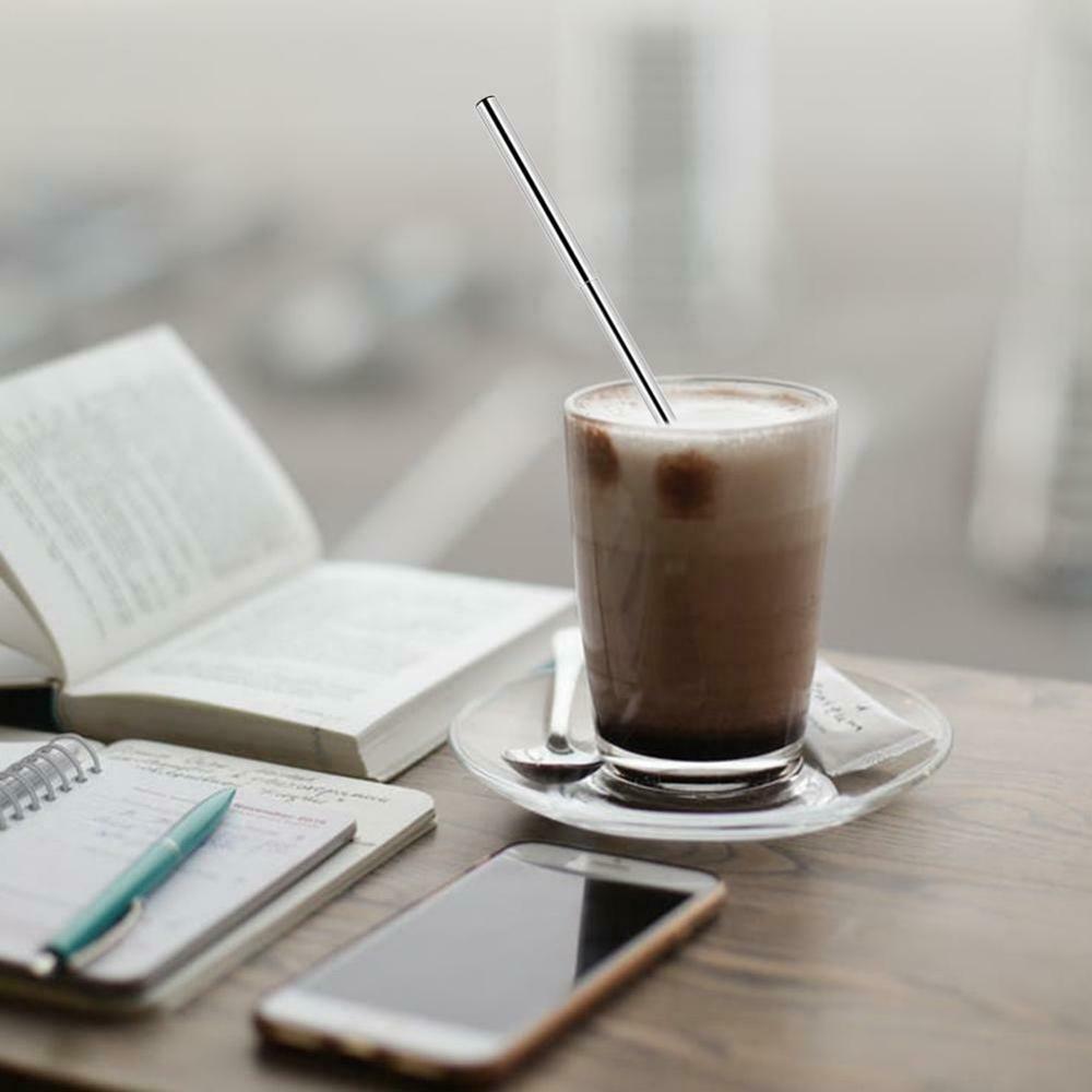 For Outdoor Home Portable Reusable Drinking Straws Stainless Steel Metal Telescopic Straw with Aluminum Case and Cleaning Brush