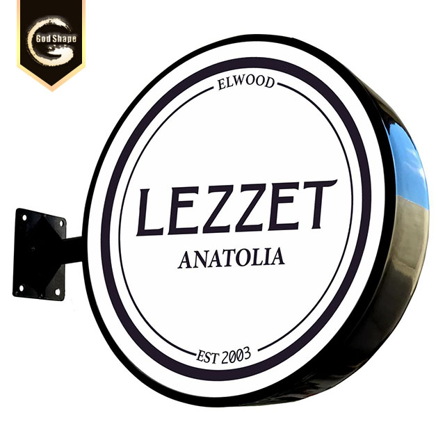 Round shape wall mounted advertising lightbox store restaurant shop sign board led light box