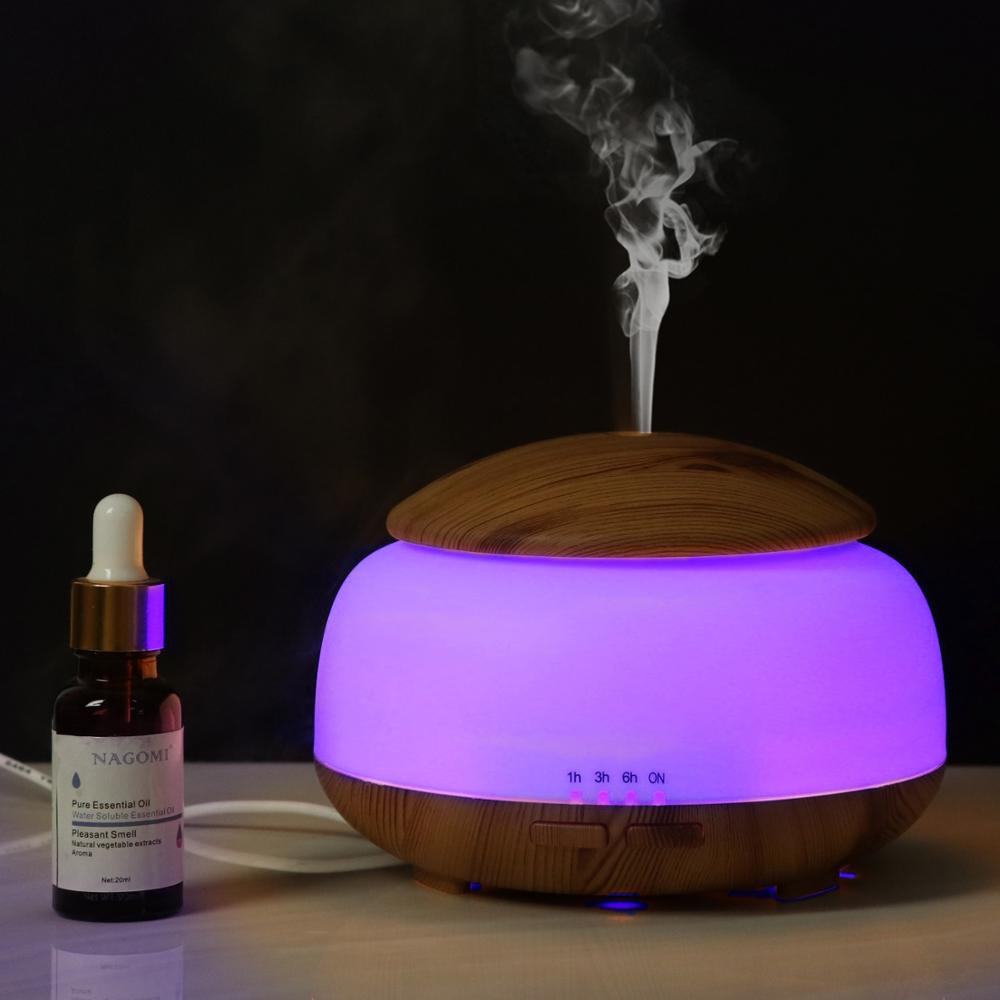 300ml New Arrivals Wood Grain ultrasonic aroma diffuser cool mist essential oil humidifier with soothing color LED light