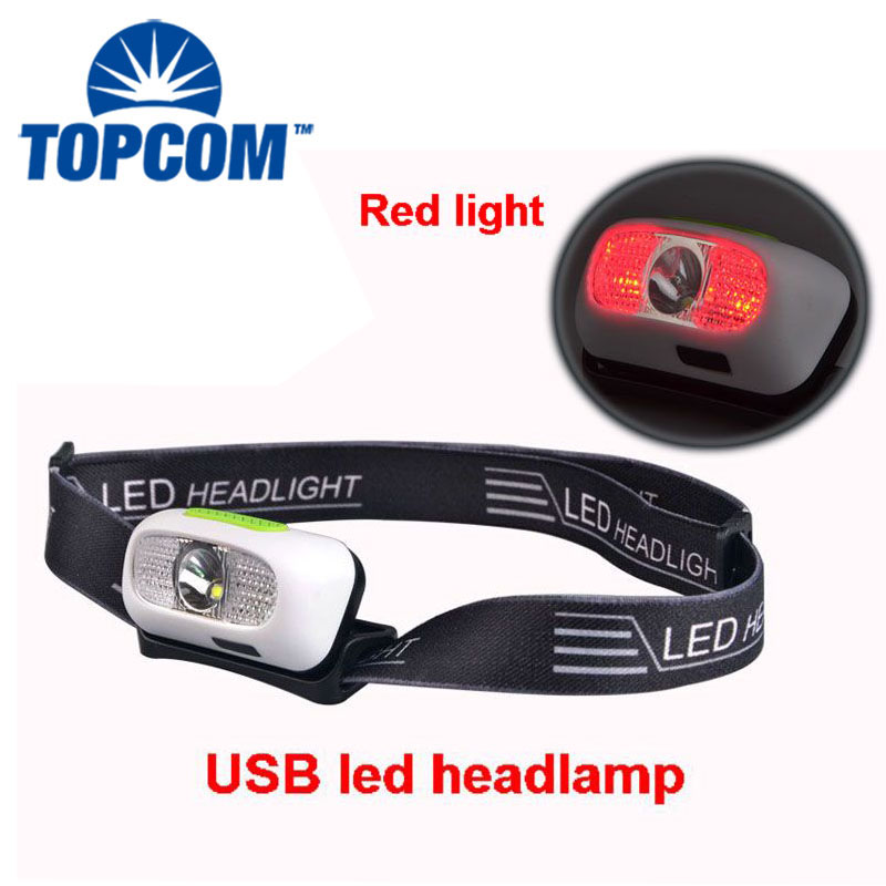 USB High Power Rechargeable XML T6 LED Headlamp With Red Lights