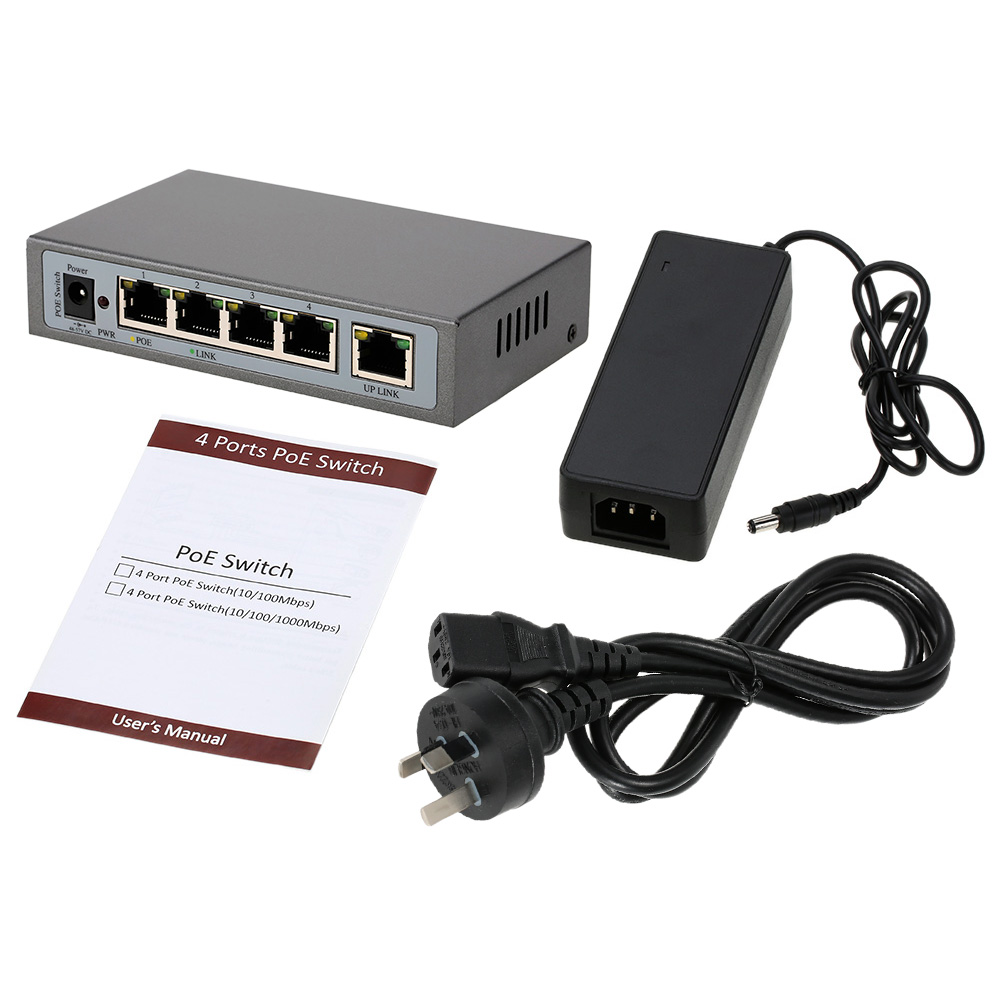 4 Port 1000Mbps Gigabit Switch IEEE802.3af POE Switch Power Over Ethernet interruptor For IP Camera ,VoIP Phone , AP devices