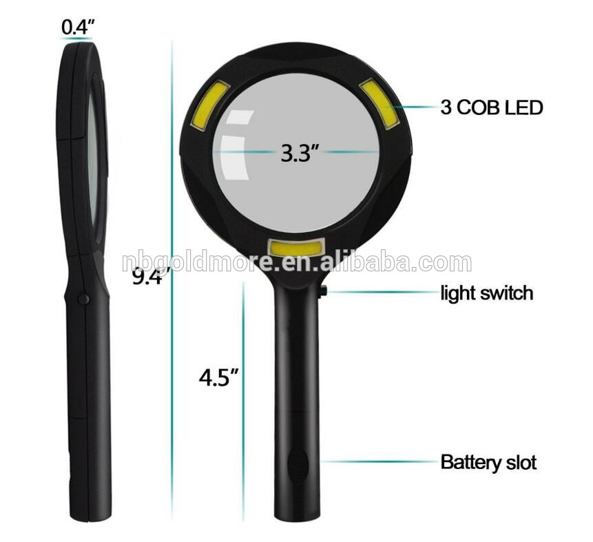 AlltroLite COB LED Magnifying Glass 5X Illuminated Len - 2 Pack - Best Magnifier Set With lights for Seniors, Maps, Jewelry