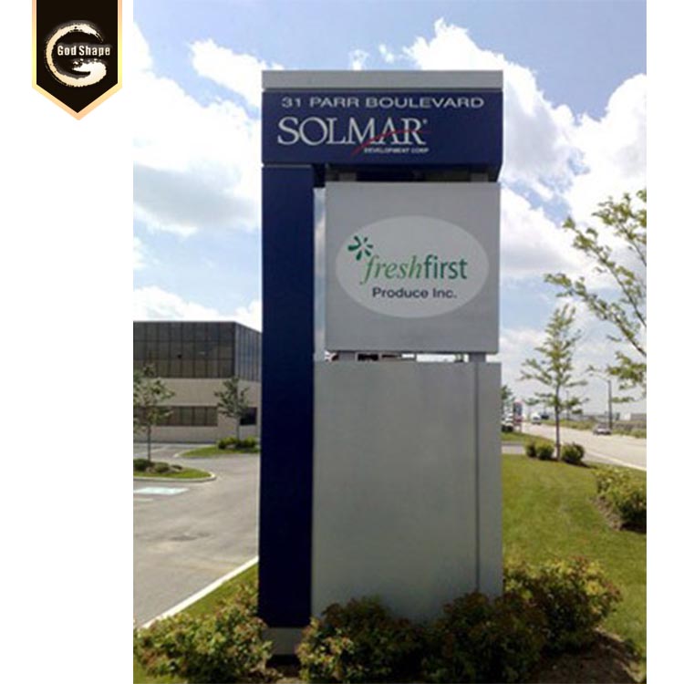 GS factory manufacturer custom 4s auto stote outdoor pylon sign freestanding metal black paint pylons signages