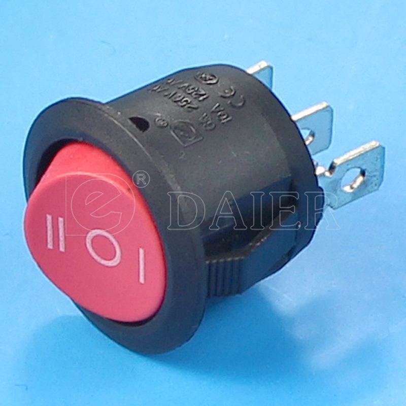 Round ON OFF ON Single Pole Double Throw DC Rocker Switch KCD1-2 3 Pin Rocker Switch