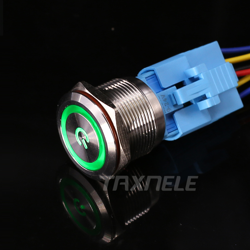 22mm Waterproof Metal Push Button Switch Momentary Latching LED Light Lamp Illumination 3-48V 100V 220V Car Auto Engine PC Start