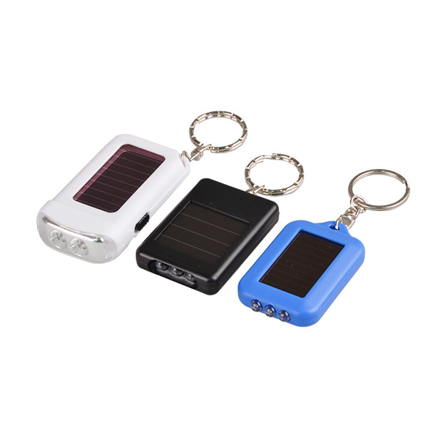 2 LED Rechargeable Solar Powered PVC LED Keychain with Carabiner