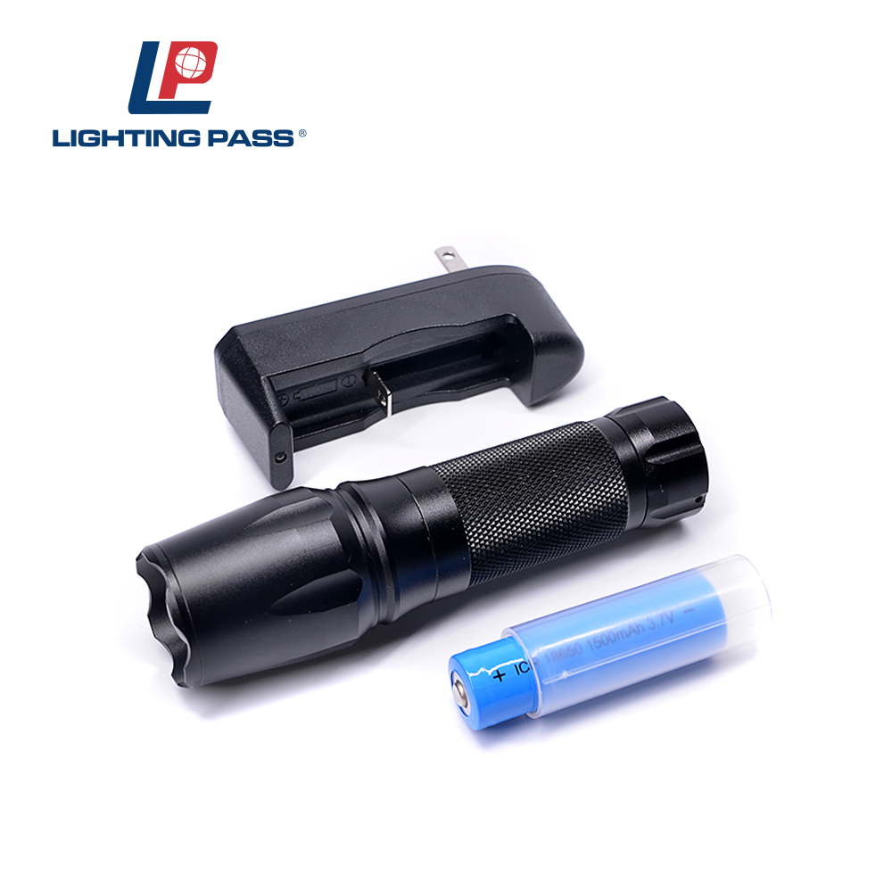 Get a free sample 10W T6 LED 300lms 18650 battery or 3xAAA or 26650 battery rechargeable torch led flashlight