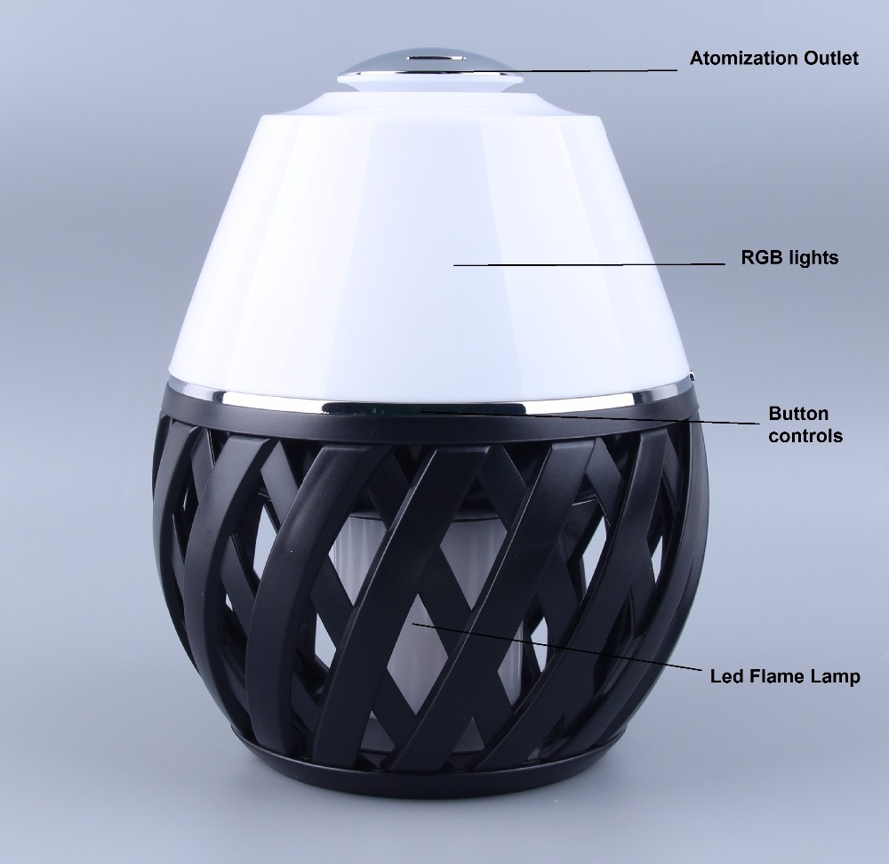 2018 Newest Battery Operated Led RGB Essential Oil Diffuser and Humidifier Air with Led Flame lamp