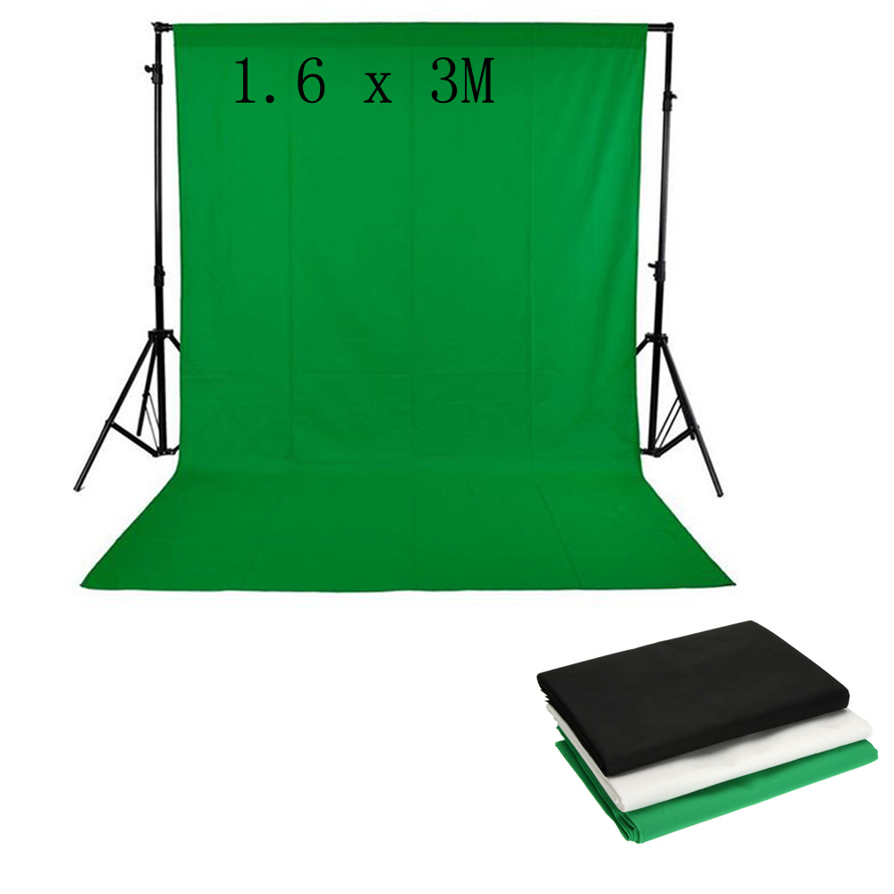 Stock 1.6 x 3M / 5 x 10FT Photography Studio Non-woven Backdrop Background Screen 3 Colors for Option Black White Green