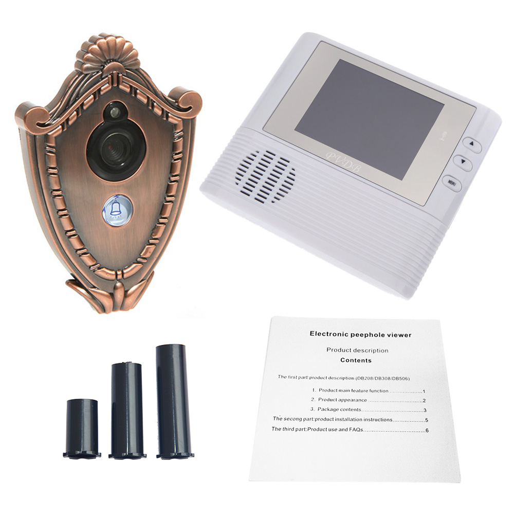 Free Shipping 2.4 2GB Digital Peephole Viewer Doorbell Camera 0.3MP with Night Vision Video Record Home Security Camera