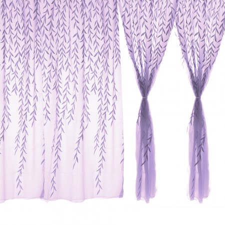 Home Decorative Purple Leaves Sheer Voile Window Panel Drape Curtain 240140cm