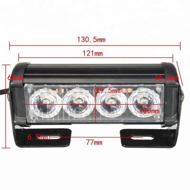 4 Led Emergency Strobe Flash Warning Light Lamp 12V 8 Led Flashing Lights Red Blue White Yellow