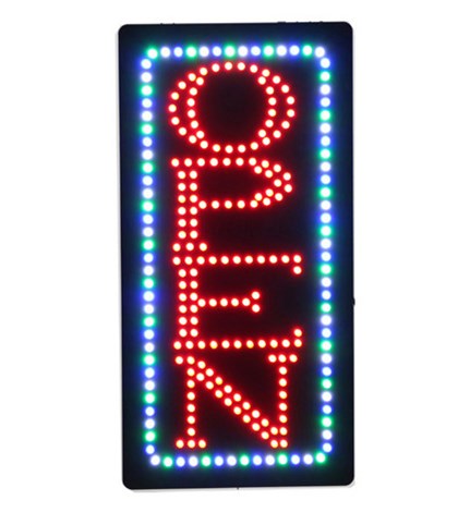 High Quality New Product Animated Advertising Time LED Open Sign with Acrylic Front