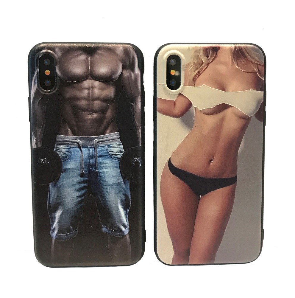 Muscle Men Sexy Girl Matt TPU Phone Case for iPhone X for iPhone 8 Silicon Case