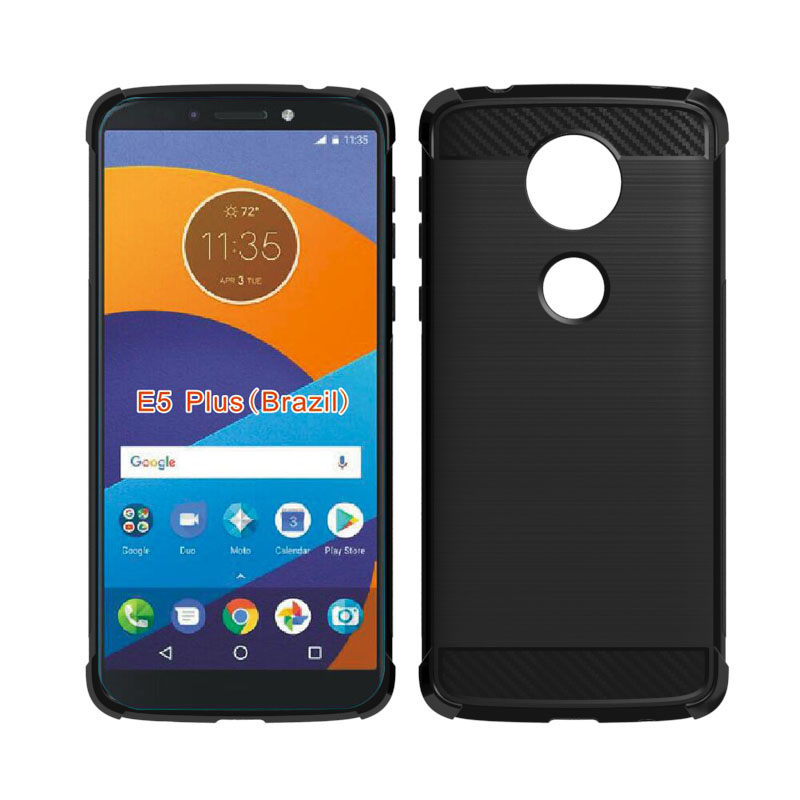 Carbon Fiber Cover soft Tpu case For Motorola Moto E5 Plus
