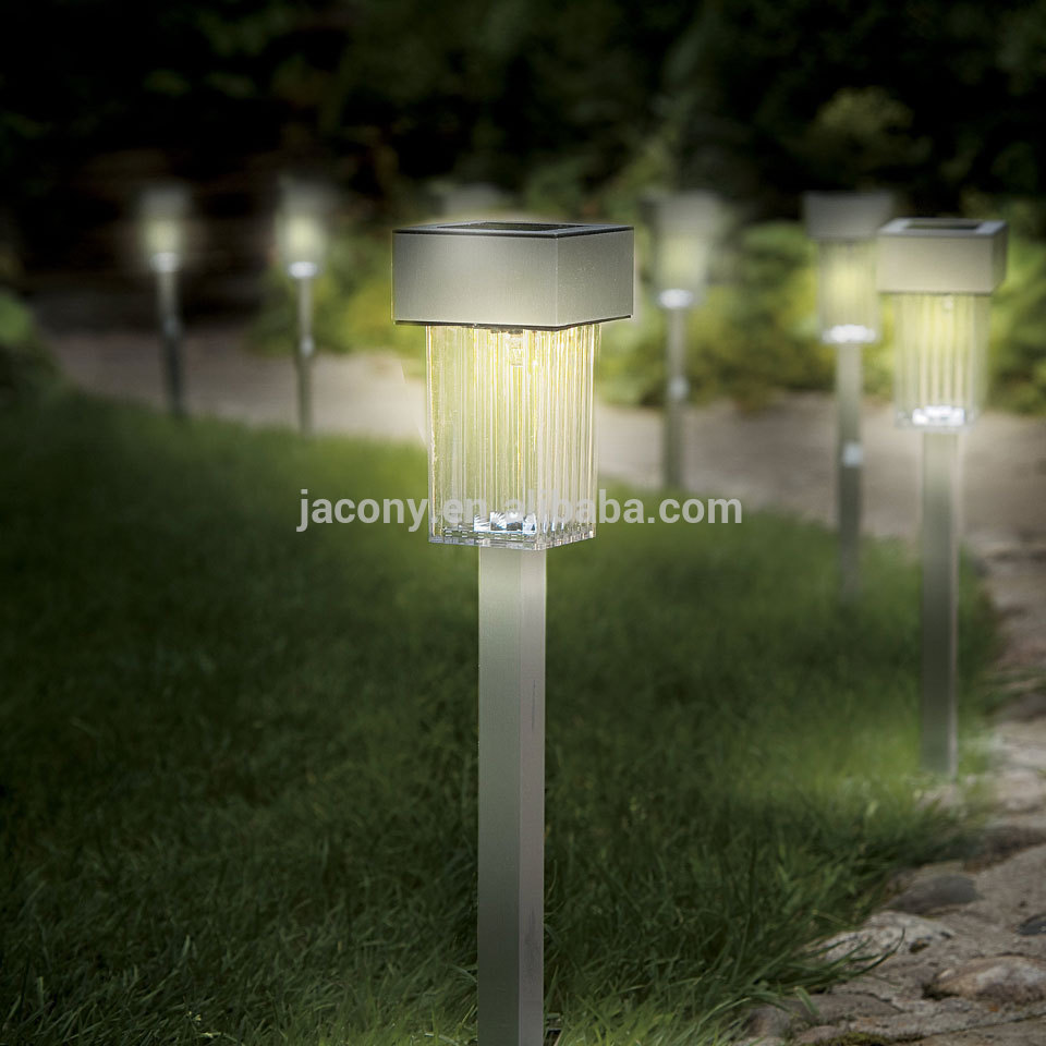 Stainless Steel Square shaped Outdoor Solar LED Garden Stake Light Lamp for Outside Yard Path Landscap (JL-8582)