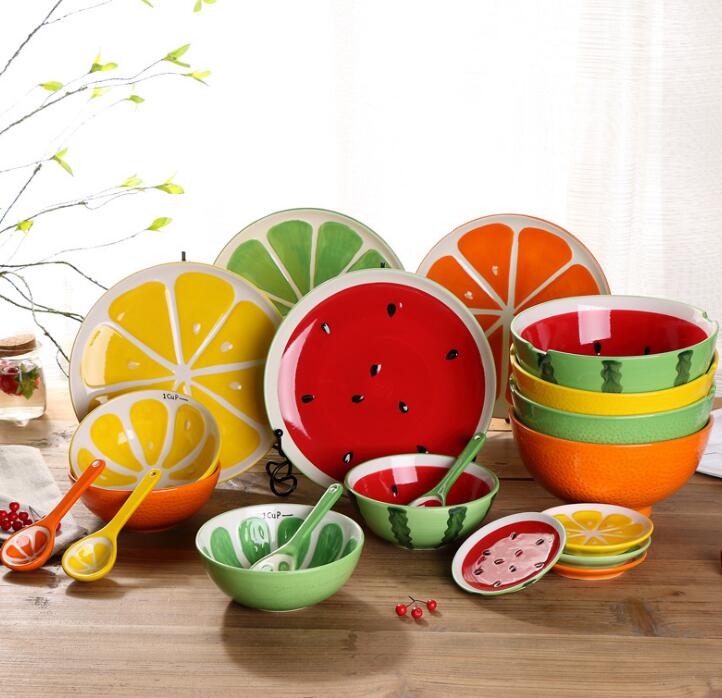 fruit painting ceramic dishes,fancy dinner plate,fruit shape plates