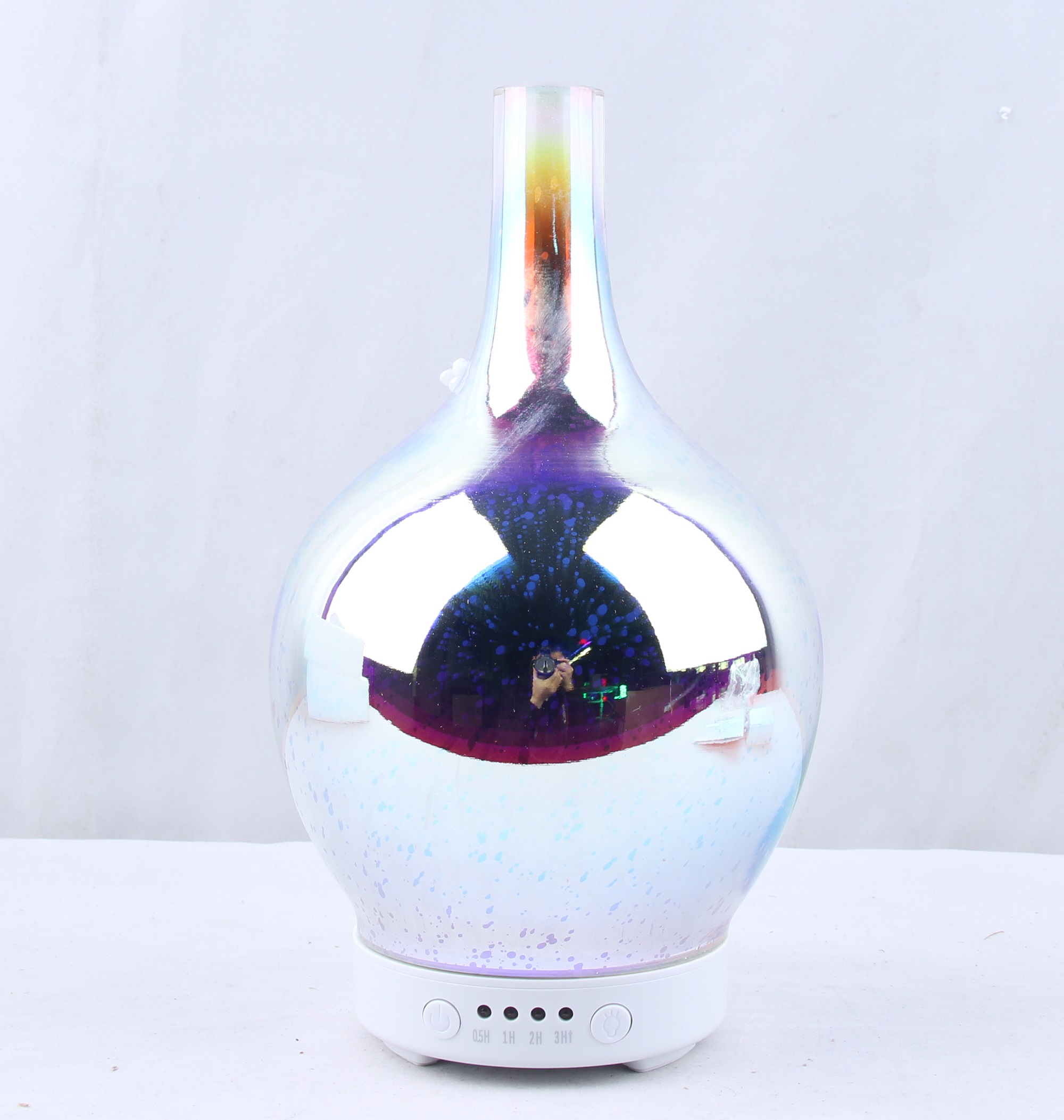 Factory supply  3D glass essential oil diffuser electric aromatherapy wood grain aroma diffuser  with 7 colorful led change